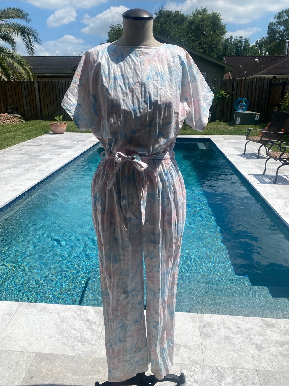 Vintage Pastel floral.  Jumpsuit in Blue and Pink. For summer. It’s beautiful